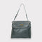 Juli - Handmade Calf Leather Studs Bag With Metallic Closure Petrol Green